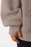 Solid Color Loose Long Sleeved Hooded Sweatshirt