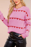 Love Printed Round Neck Long Sleeved Sweater
