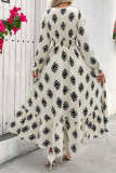 Floral Print Ruffled Long Sleeve Pleated Dress