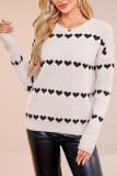 Love Printed Round Neck Long Sleeved Sweater