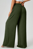 Solid Color Elastic Waist Loose Wide Leg Pants