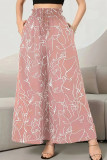 Printed Ruffle Edge Elastic High Waisted Skirt Pants