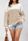 Striped Printed Long Sleeved Round Neck Sweater