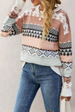 Diamond Jacquard Retro Round Neck Long Sleeved Sweater