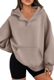 Solid Color Loose Long Sleeved Hooded Sweatshirt