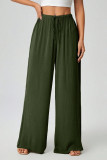 Solid Color Elastic Waist Loose Wide Leg Pants