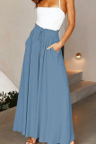 Printed Ruffle Edge Elastic High Waisted Skirt Pants