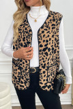Leopard Print V-neck Sleeveless Vest Cardigan Jacket
