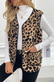 Leopard Print V-neck Sleeveless Vest Cardigan Jacket