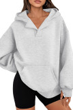 Solid Color Loose Long Sleeved Hooded Sweatshirt