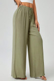 Solid Color Elastic Waist Loose Wide Leg Pants