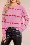 Love Printed Round Neck Long Sleeved Sweater