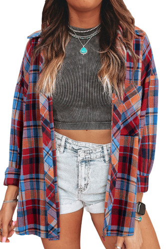 Plaid Printed Long Sleeved Button Lapel Shirt