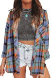 Plaid Printed Long Sleeved Button Lapel Shirt
