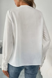 Deep V-Neck Long Sleeved Embroidered Shirt