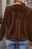 Solid Color V-neck Button Long Sleeved Shirt