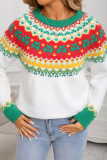Christmas Jacquard Round Neck Long Sleeve Sweater