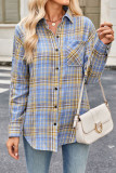 Plaid Printed Long Sleeved Button Lapel Shirt