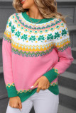 Christmas Jacquard Round Neck Long Sleeve Sweater