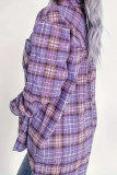 Plaid Printed Long Sleeved Lapel Cardigan Shirt