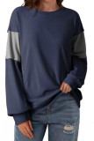 Striped Printed Long Sleeved Round Neck Sweatshirt
