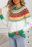 Christmas Jacquard Round Neck Long Sleeve Sweater