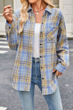 Plaid Printed Long Sleeved Button Lapel Shirt