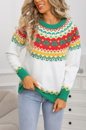 Christmas Jacquard Round Neck Long Sleeve Sweater