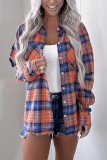 Plaid Printed Long Sleeved Lapel Cardigan Shirt