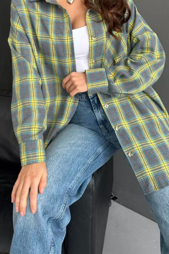 Retro Loose Long Sleeved Checkered Shirt