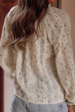 Floral Print Lace Tassel Lantern Long Sleeved Shirt