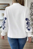 Large Size Printed Ruffle Edge Long Sleeved Shirt
