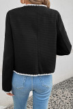 Solid Color Loose V-Neck Long Sleeved Cardigan Jacket