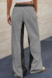 Striped Printed High Elastic Waist Straight Leg Pants