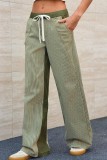 Striped Printed High Elastic Waist Straight Leg Pants