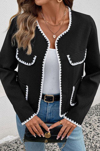 Solid Color Loose V-Neck Long Sleeved Cardigan Jacket