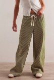 Striped Printed High Elastic Waist Straight Leg Pants