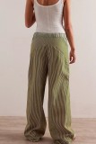 Striped Printed High Elastic Waist Straight Leg Pants