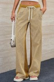 Striped Printed High Elastic Waist Straight Leg Pants