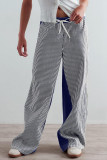 Striped Printed High Elastic Waist Straight Leg Pants