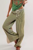 Striped Printed High Elastic Waist Straight Leg Pants