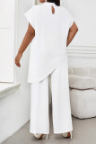 Large Size Short Sleeved Shirt Wide Leg Pants Two-Piece Set
