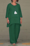 Large Size Irregular Shirt Wide Leg Pants Two-Piece Set