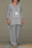 Large Size Irregular Shirt Wide Leg Pants Two-Piece Set