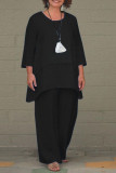 Large Size Irregular Shirt Wide Leg Pants Two-Piece Set