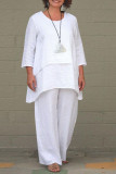 Large Size Irregular Shirt Wide Leg Pants Two-Piece Set