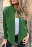 Solid Color Pocket Long Sleeved Zipper Cardigan Jacket
