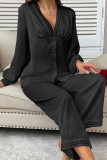 Love Jacquard V-Neck Shirt Pants Pajamas Two-Piece Set
