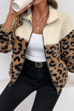 Leopard Print Wool Warm Collar Cardigan Jacket