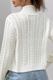 Solid Color Zipper Knitted Long Sleeve Cardigan Sweater
